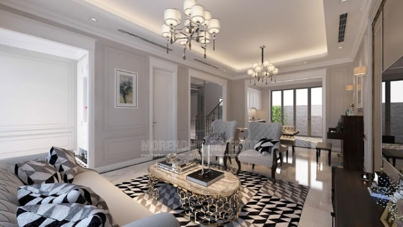 Trang trí nội thất phòng khách biệt thự ấn tượng, đồ gỗ nội thất được bố trí hợp lí, mang lại cho gia chủ một không gian sang trọng đầy tiện nghi Chiêm ngưỡng các mẫu thiết kế phòng khách ưa chuộng nhất hiện nay
