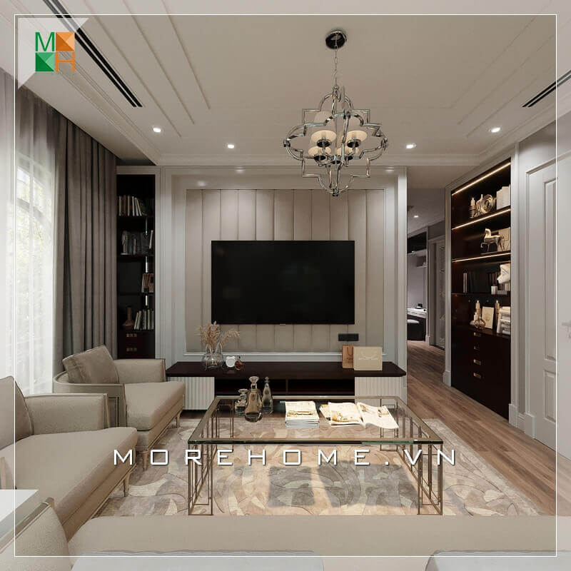 Ngắm nhìn mẫu thiết kế nội thất phòng khách đẹp, sang trọng cho chung cư, nhà phố, biệt thự mang phong cách tân cổ điển. Thiết kế phòng khách tân cổ điển đang là một xu thế đang được săn đón nhất hiện nay. Lối thiết kế phòng khách cổ điển xen lẫn hiện đại này sẽ đem lại nét mới, nét cổ vì thế không bao giờ lỗi mốt với thời gian. Chiêm ngưỡng các mẫu thiết kế phòng khách ưa chuộng nhất hiện nay