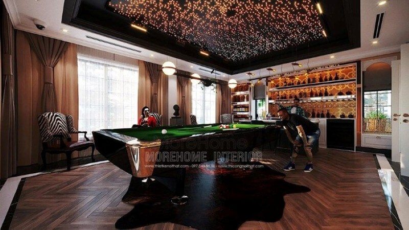 Thiết kế nội thất phòng giải trí đẹp, sang trọng, đẳng cấp tại biệt thự cao cấp Hải Phòng.