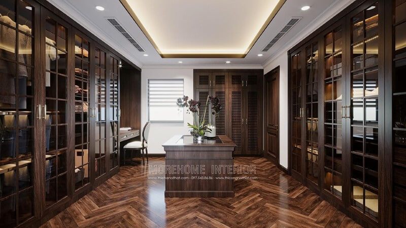 Mẫu phòng có diện tích rộng để thay đổi trang phục.